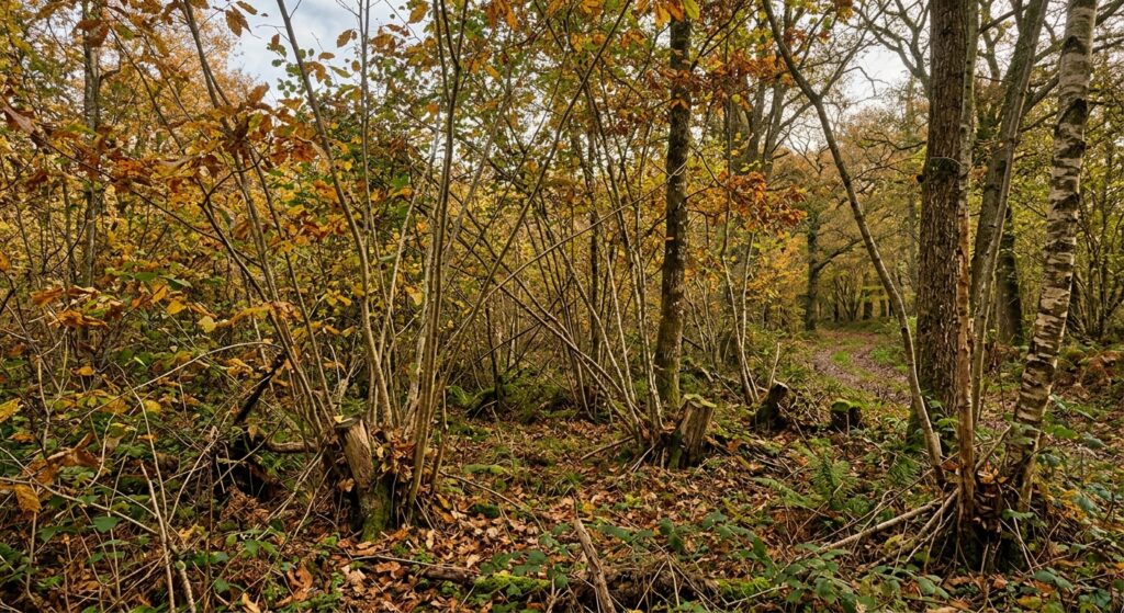 Taillis de bois en forêt